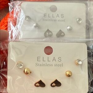 ELLAS Stainless Steel Heart Earrings Sets - 2 Per Purchase. See Below.